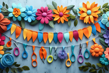 Wall Mural -  handmade felt garland