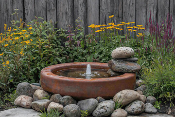 Poster -  handmade garden fountain