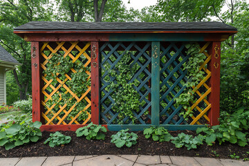 Wall Mural -  handmade garden trellis