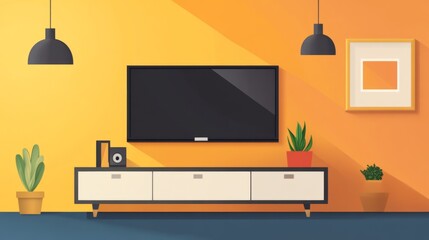 Wall Mural - Modern Living Room with TV and Stylish Furniture