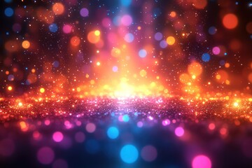 Wall Mural - abstract glowing dots forming a symmetrical design with vibrant highlights