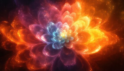 Wall Mural - abstract glowing fractals in vibrant colors radiating from the center