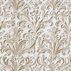 Poster - Delicate Gold Embossed Wallpaper Embodies Sophisticated Rococo Elegance and Minimalism in Design