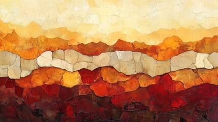 Sticker - Abstract landscape sunset mosaic art, textured background