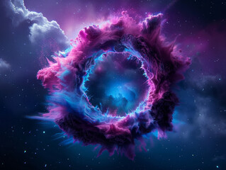 Wall Mural - cosmic portal: a mesmerizing digital art piece depicting a vibrant, swirling nebula forming a circul