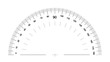 © Hanna_zasimova - 180 degree protractor with a precise angle meter scale, isolated. Round angle meter scale with clear degree markings for accurate angle measurement PNG