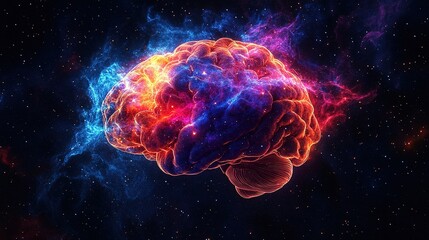 Wall Mural - cosmic brain visualization digital art abstract universe colorful environment artistic perspective n