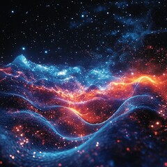Wall Mural - exploring cosmic waves outer space digital art surreal environment wide angle abstract concepts