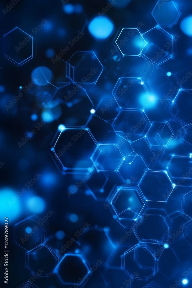 Blue Hexagon Network, Abstract Background, Technology, Science