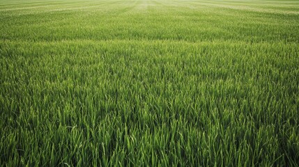 Wall Mural - Lush green wheat field, rural landscape, sunny day, agricultural background, for farming websites