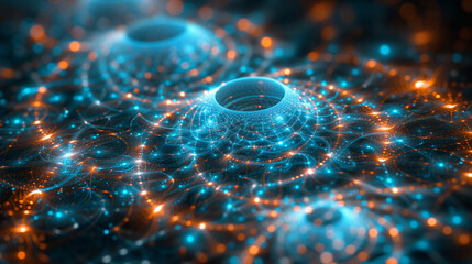 Wall Mural - abstract blue background with circles. perfect for ai, blockchain, data science, and high-tech visua