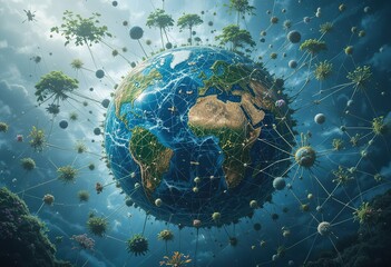 global network of interconnected flora and planet earth