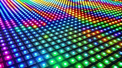 Abstract Colorful LED Light Grid Pattern