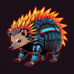 Wall Mural - Cyberpunk Hedgehog: A Futuristic Armored Creature