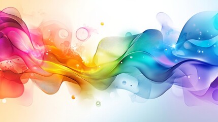 Wall Mural - Bright abstract shapes on a light background with a gradient of rainbows