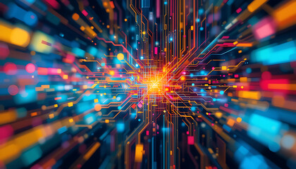 Colorful tecnology background. Technology abstract background. tecnology modern background. A high-tech concept showcasing innovation, cyber networks, evolution, digital world, smart devices.