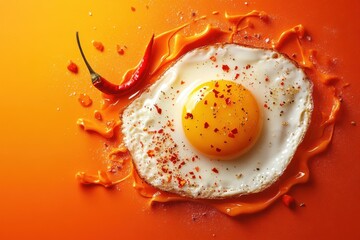 Canvas Print - Sunny side up egg with chili pepper presentation