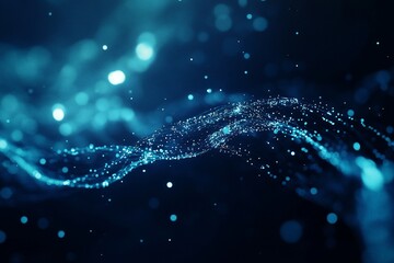 Wall Mural - abstract blue particle wave background.