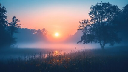 Wall Mural - beautiful natural scenery at dawn