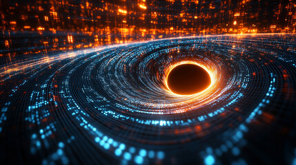 Wall Mural - a vibrant digital vortex of particles and light swirls energetically, symbolizing futuristic technol