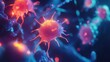 © Chantip - Glowing immune system cells actively respond, highlighting the body's natural defense on a dark blue background.