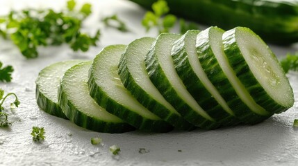 Wall Mural - Closeup Slices Of Fresh Cucumber