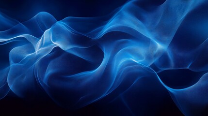 Wall Mural - abstract blue wavy lines on dark background.