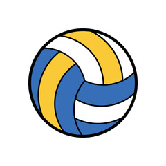 Wall Mural - volleyball ball icon, blue and yellow sign, sport symbol, vector illustration