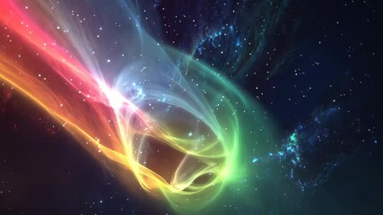 Wall Mural - colorful auroras visible from a spacecraft, dancing against a backdrop of stars