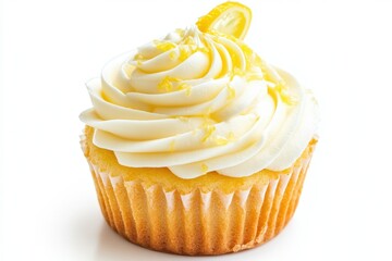 Wall Mural - Lemon cupcake with creamy white frosting and lemon zest