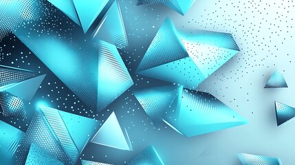 Poster - Abstract blue pyramids, light background