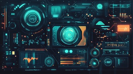 Futuristic Technology Interface Panel Displays Data