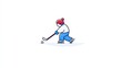 © Deve - Cartoon character playing ice hockey on a snowy surface, showcasing action and winter fun