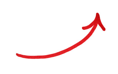 one red drawn arrow isolated on white