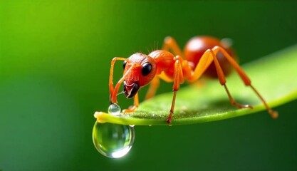 ant on leaf want to drink