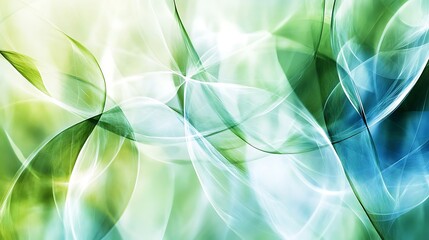 Poster - Abstract green blue waves, light background