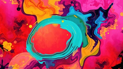 Wall Mural - Abstract vibrant ink painting background in a variety of bold colors, blending and swirling together to create a dynamic and engaging piece of art, creativity, abstract, illustration