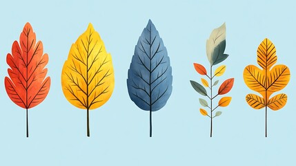 Canvas Print - Autumn leaves graphic design, flat style illustration