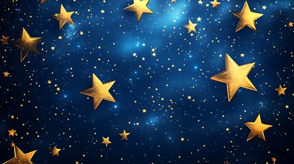 Sticker - Golden stars night sky digital art, background use