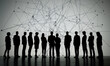© 越 逾 - There are silhouettes of several business people doing various activities, some talking and some using mobile phones