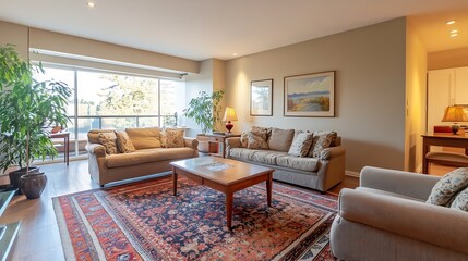 Aufkleber - Cozy Living Room Interior Designed for Comfort and Style with Elegant Decor and Natural Light : Generative AI