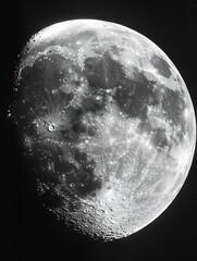 Aufkleber - High resolution detailed image of the moon showcasing craters and surface textures in black and white : Generative AI