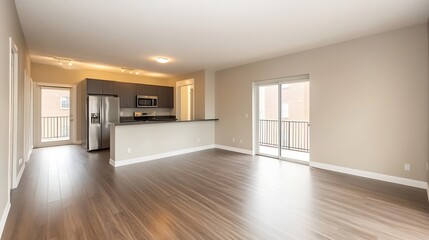 Aufkleber - Modern and Spacious Rental Apartment Interior with Open Concept Kitchen Living Area : Generative AI