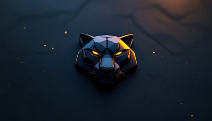 Low Poly Panther Head with Glowing Eyes on Dark Moody Background