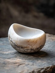 Poster - Elegant Stone Bowl Resting on Textured Surface Showcasing Natural Patterns and Beauty : Generative AI