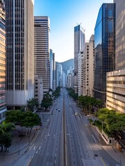 Poster - Stunning aerial view of a modern city skyline showcasing skyscrapers and bustling streets : Generative AI