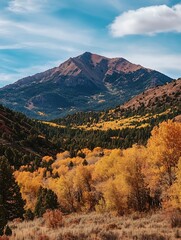 Poster - Stunning Autumn Landscape with Majestic Mountains and Vibrant Foliage : Generative AI