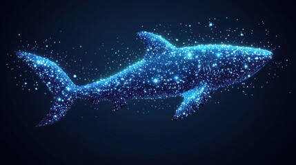 Wall Mural - Glowing particle shark illustration.