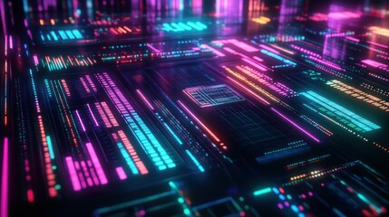 Wall Mural - background gaming abstract neon sci-fi themes cyberpunk rainbow glowing dynamic technology wallpaper