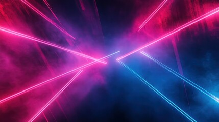 Wall Mural - neon gaming geometric abstract glowing laser cyberpunk style banner for advertising and promotion ba